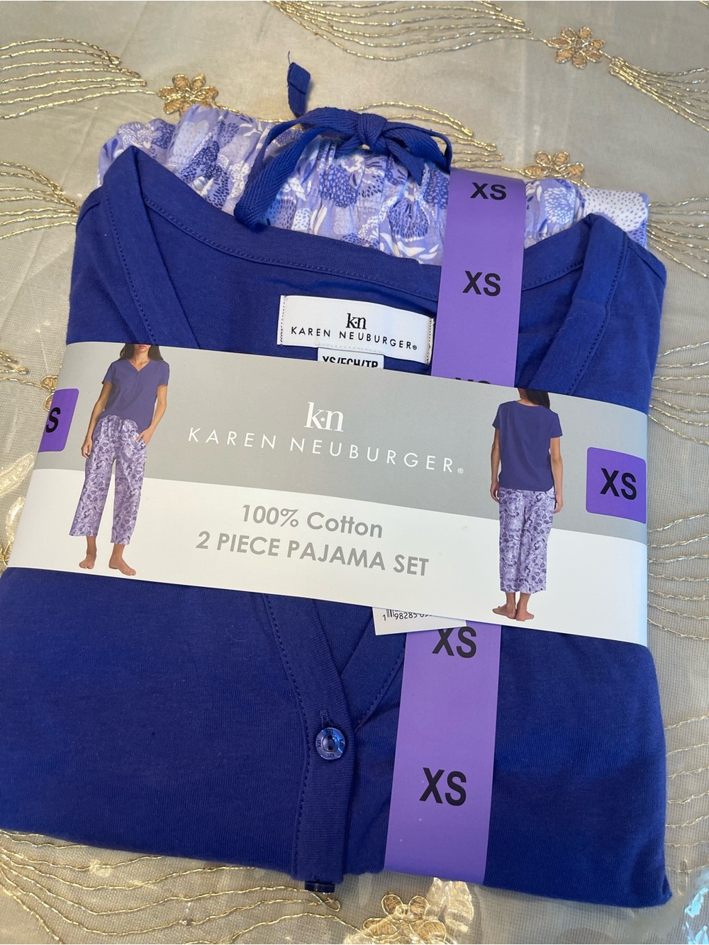 Karen Neuburger women’s ' Two-Piece Cotton Pajama Set - Purple